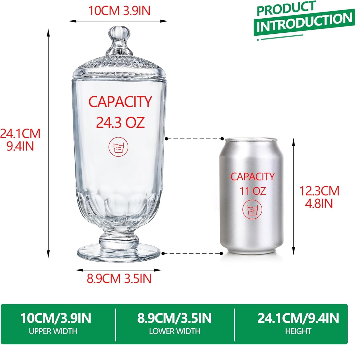 24oz Clear Glass Candy Jar with Lid Glass Cookie Jars Storage Decorative Jars for DIY Projects,Candy Buffet,Shower Favors