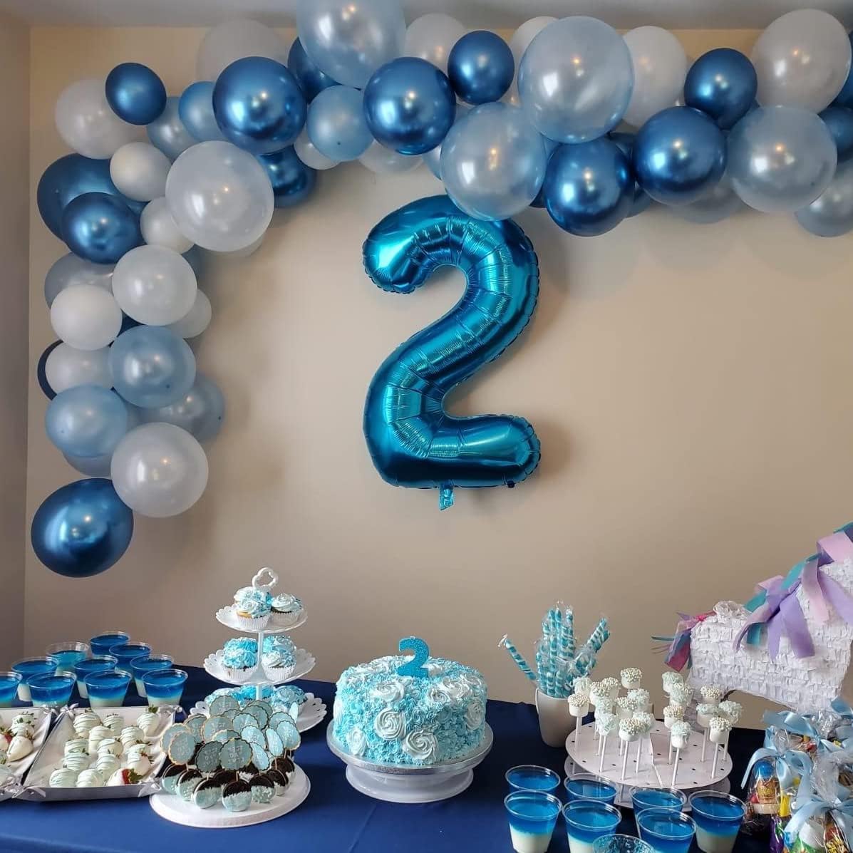 40" Blue Number 7 Balloon for Boys, Large Self Inflating Foil Number Balloons Set 0-9, Digital Helium 7 Balloons for Men 17th 70th Birthday Anniversary Graduation New Year Party Decorations Supplies