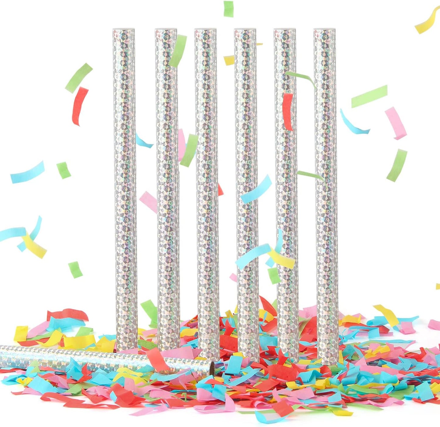 BATTIFE 21Pack Confetti Wands, Colorful Confetti Shoots Poppers, Tissue Paper Flick Flutter Sticks for Wedding Celebrations, Anniversary, Birthday, Multi-Color, 14 inch