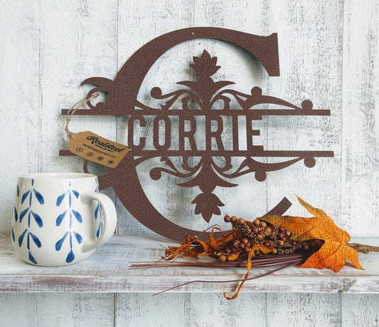 RealSteel Metal Split Letter Monogram – Personalized Last Name Sign for Home & Outdoor Décor – Custom Metal Wall Art – Family Name Sign, Welcome Sign