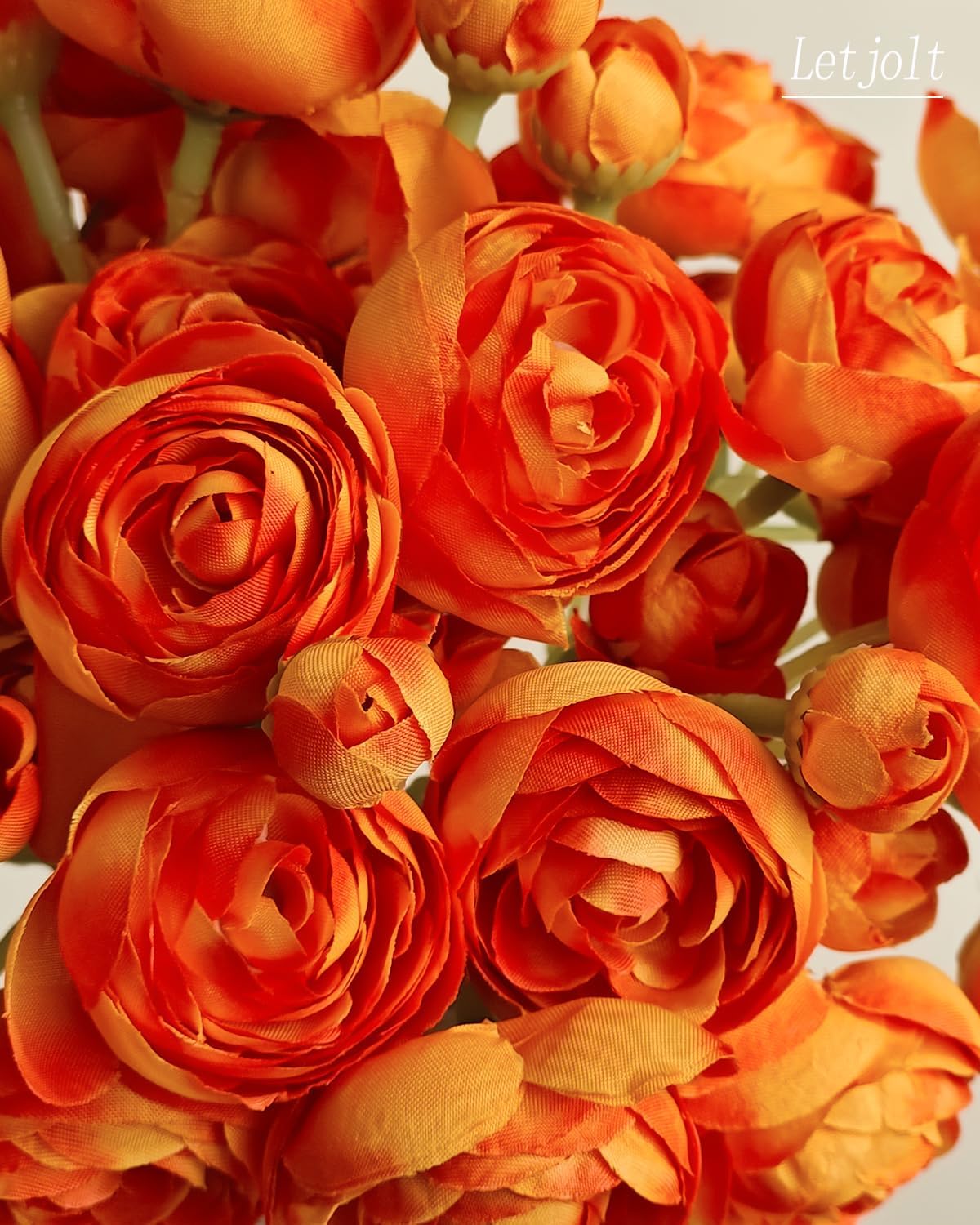 Letjolt Ranunculus Artificial Flower 18 Pcs Orange Silk Ranunculus Wedding Bouquet Engagement Centerpieces Arrangements Bridal Shower Decorations Home Decor, Orange