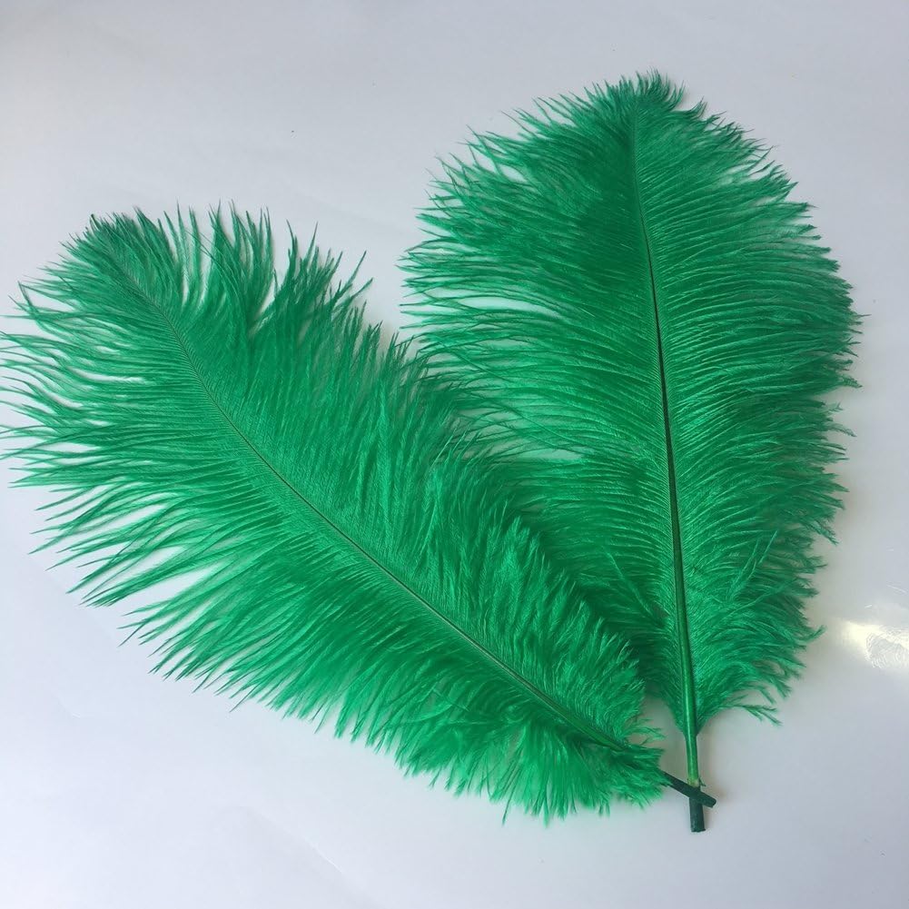Sowder 14-16inch(35-40cm) Ostrich Feathers Plume for Wedding Centerpieces Home Decoration Pack of 10pcs(Dark Green)