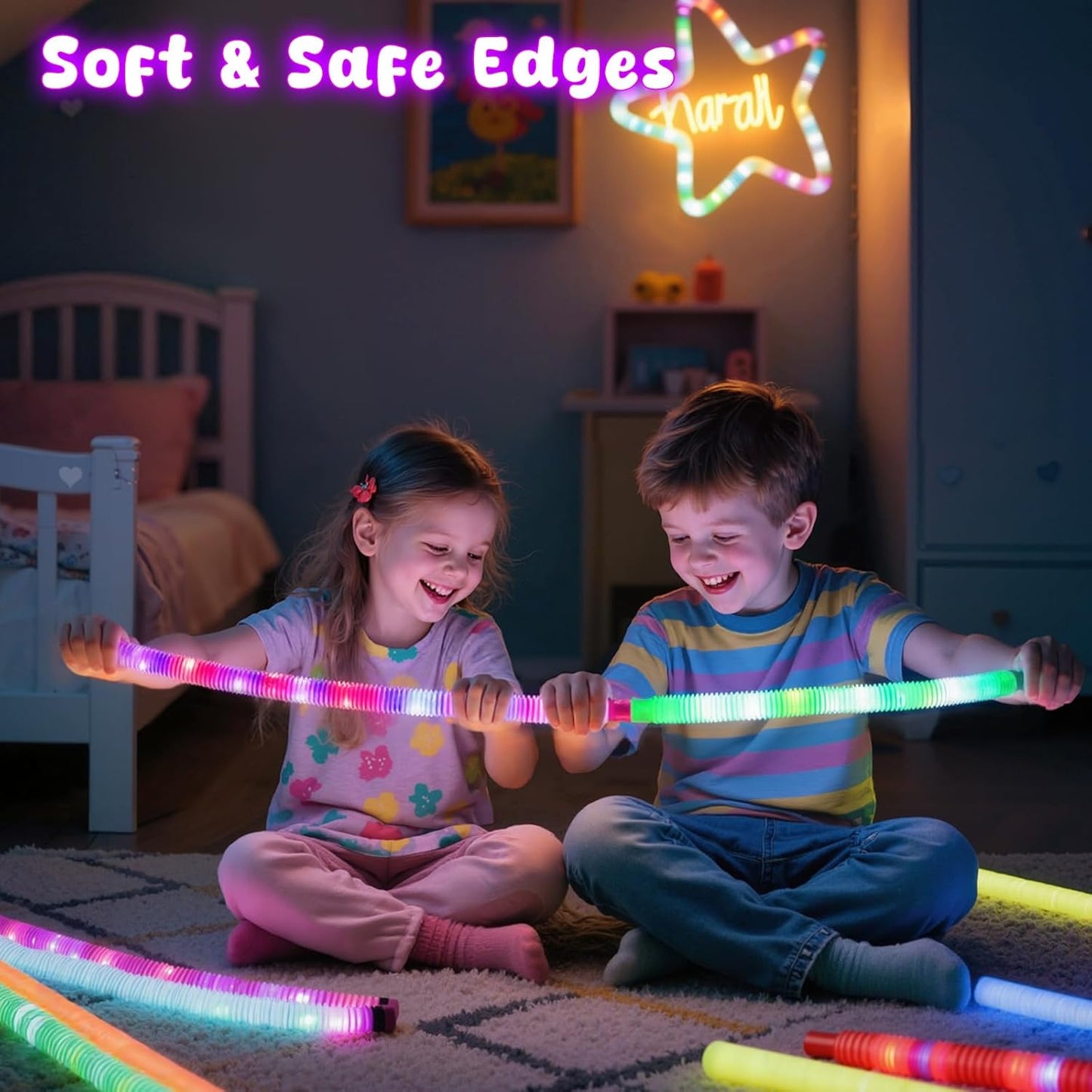 LovesTown 24PCS Glow Sticks Bulk Party Pack, Light Up Party Favors Supplies for Kids, Halloween Decorations Christmas Goodie Bag Stuffers for Boys Girls