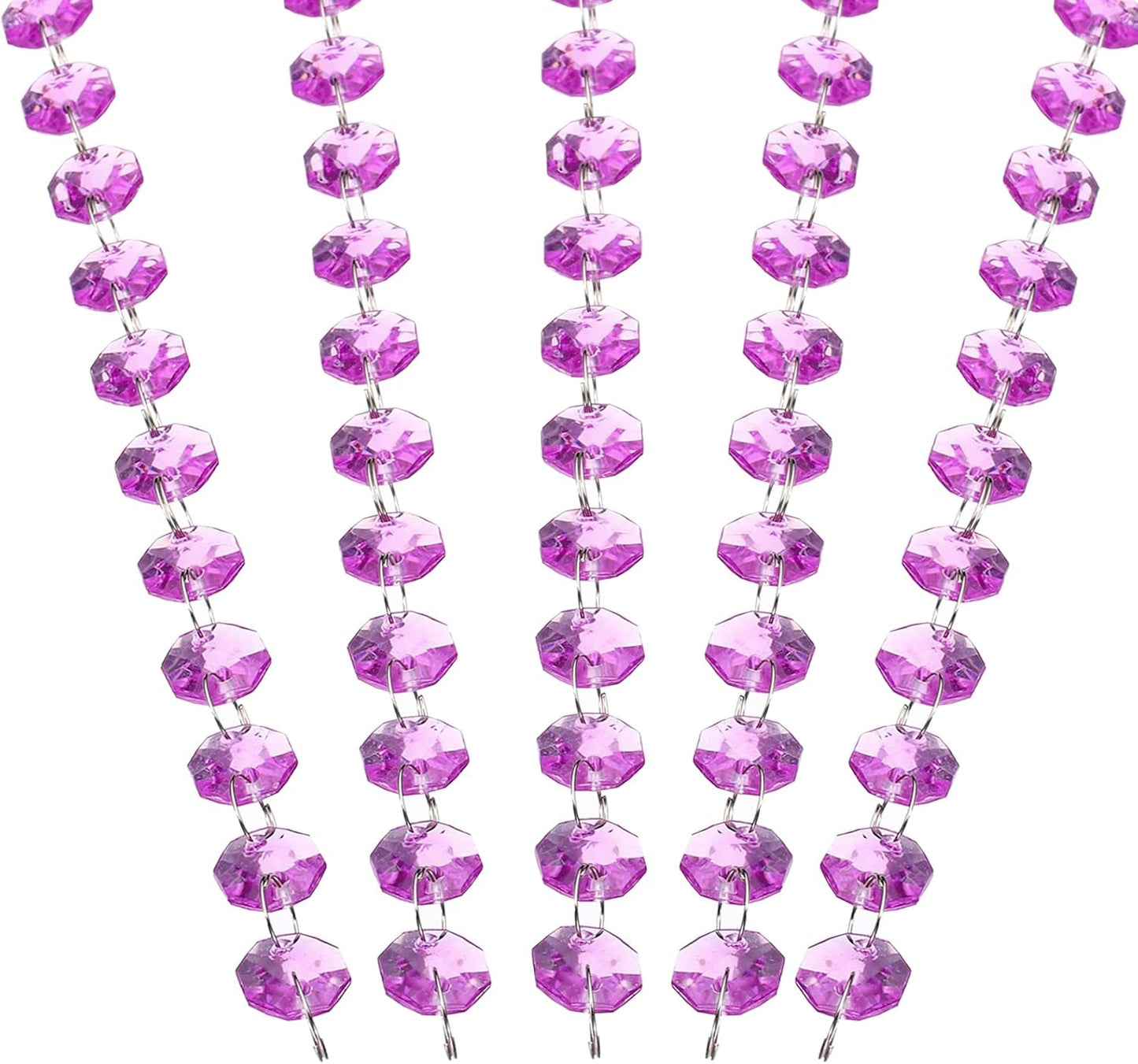 PATIKIL 14 mm Crystal Garland Strands, 16.4 Ft Acrylic Octagon Chandelier Bead Chains String for DIY Craft Wedding Party Home Decorative Jewelry Making, Purple