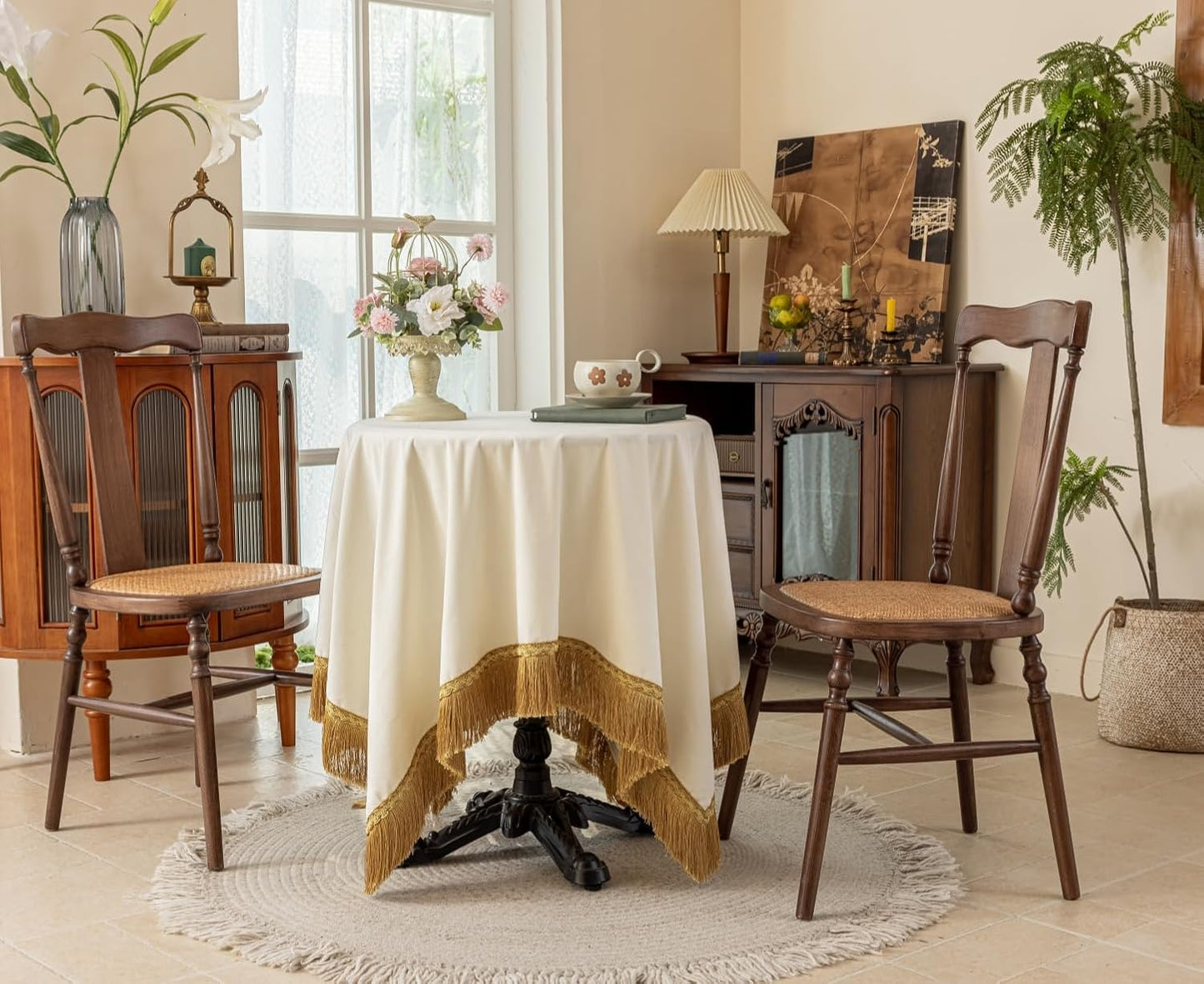 F-CHU Small Square Tablecloth 36 x 36 Inch Velvet Tablecloths Solid White Small Round Table Cover for Nightstand End Bedside Table Tabletop Decoration，White Tablecloth