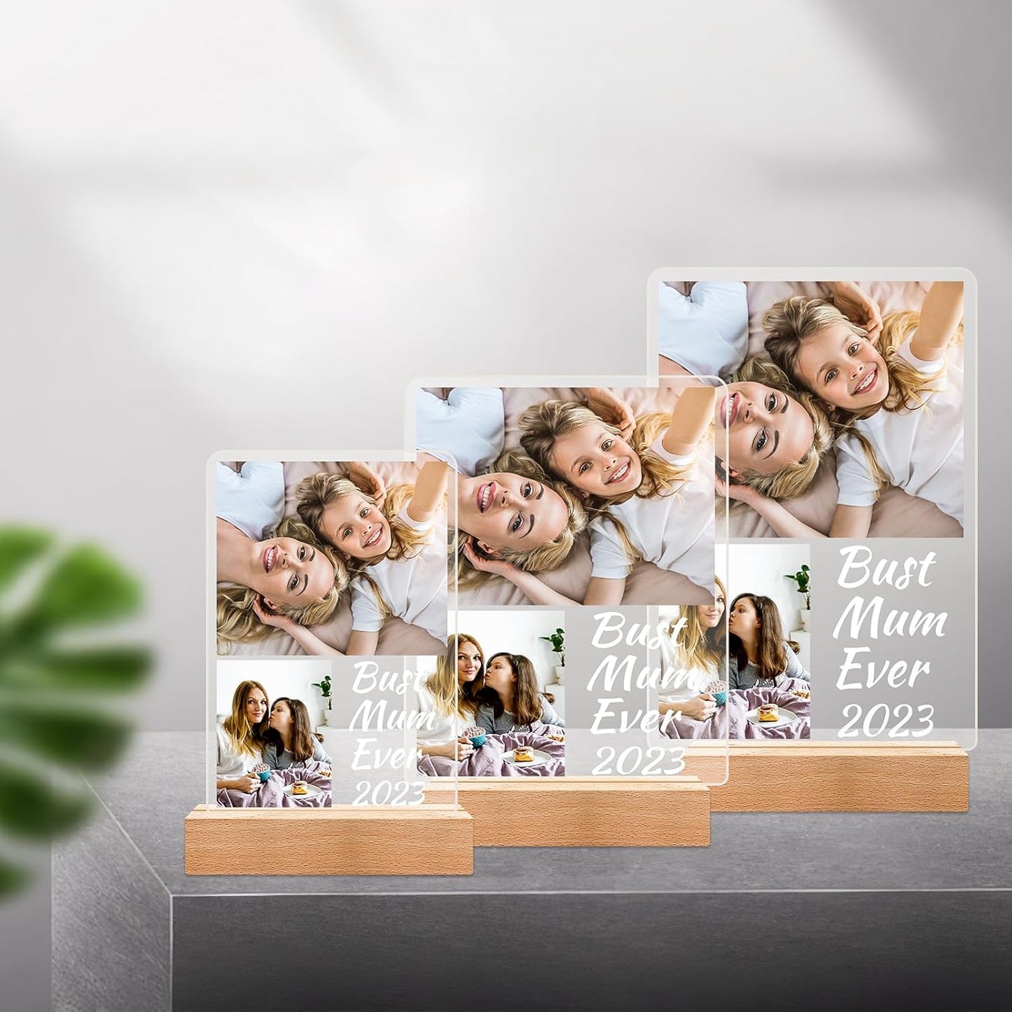 Personalized Birthday Gifts for Dad, Customized Picture Frames with Photo, Custom Photo Frame with Night Light, Personalized Picture Gifts for Dad