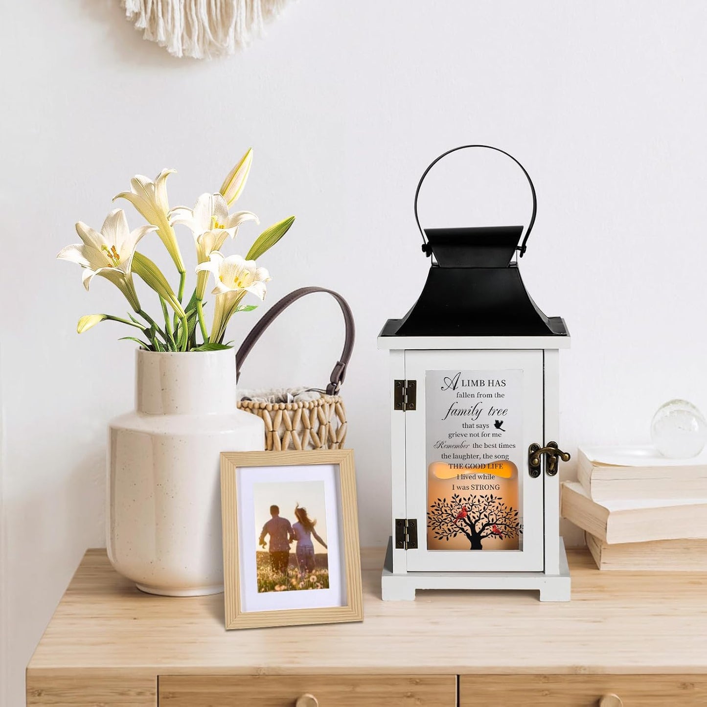 Memorial Lantern, Bereavement Sympathy Gifts for Loss of Loved One Mother Father, Bereavement Gifts Thoughtful Funeral Gifts in Memory of Loved One with LED Candle