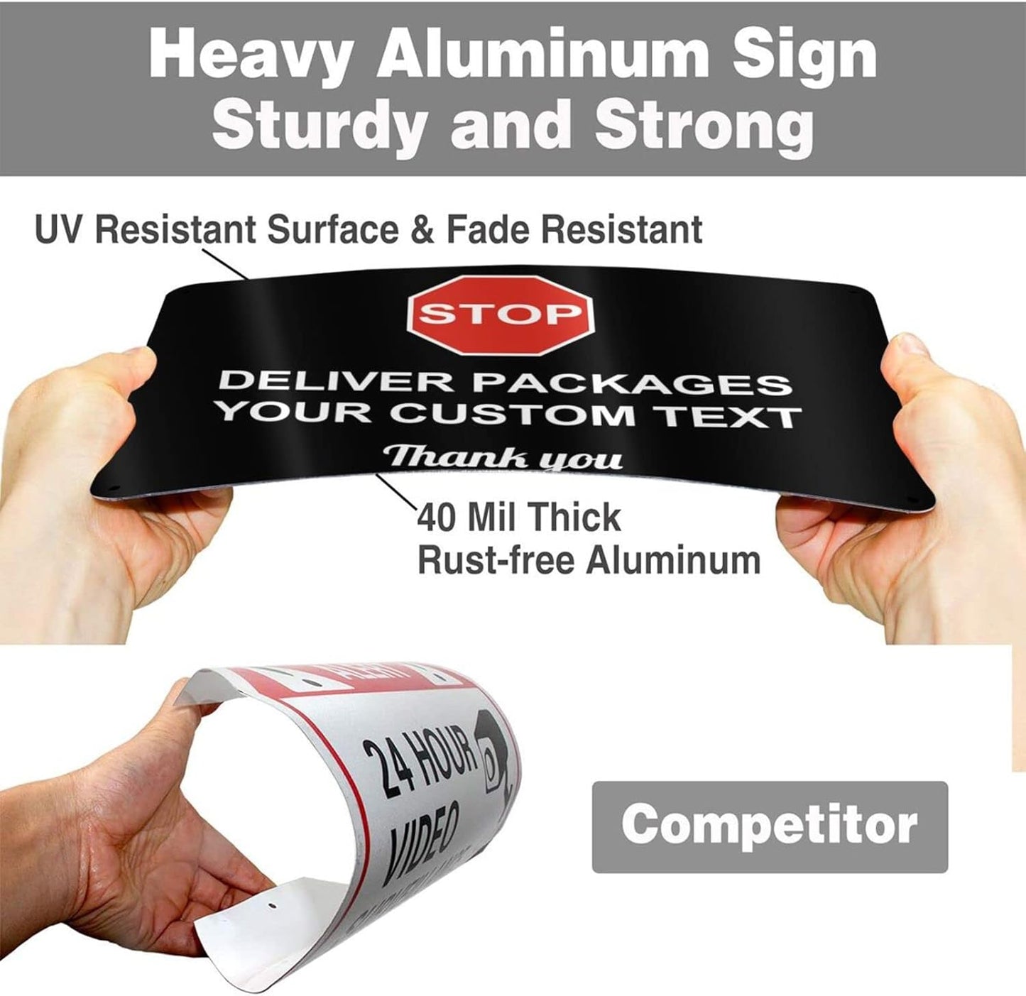 Custom Package Delivery Signs Outdoor - 12 x 8 Personalized Aluminum Rust-Proof Metal Signs Warning Caution Safety Stop Signs for Home Business (STOP SIGNS)