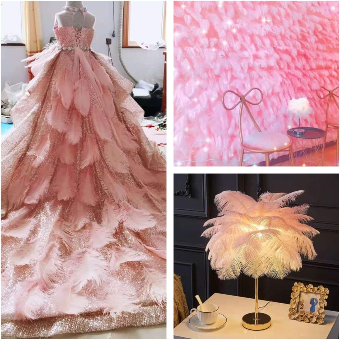 Ballinger Light Pink Ostrich Feathers - 24Pcs 8-10inch Feathers for Crafts,Party Centerpieces,Wedding and Home Decor