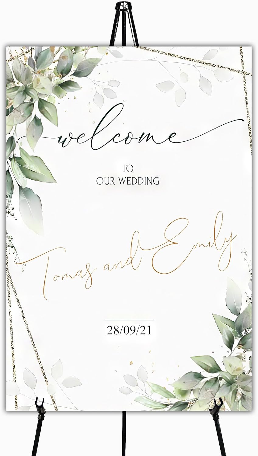 Editable Welcome Sign, Welcome Sign, Geometric Greenery Sign, Floral, Eucalyptus Wedding Sign