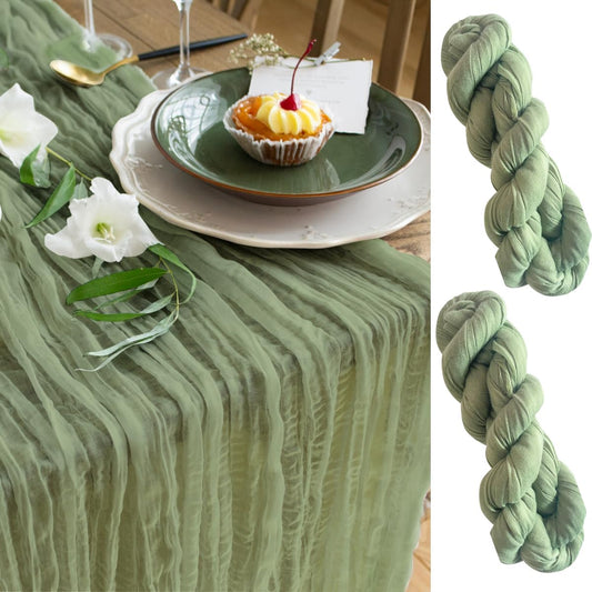 Gauze Table Runner Bulk sage Green Set of 2 Items, 12 ft Cheesecloth Runner for Table Rustic Table Runner 142 in for Boho Wedding Table Linen Cheesecloth Runner sage Green Party Décor