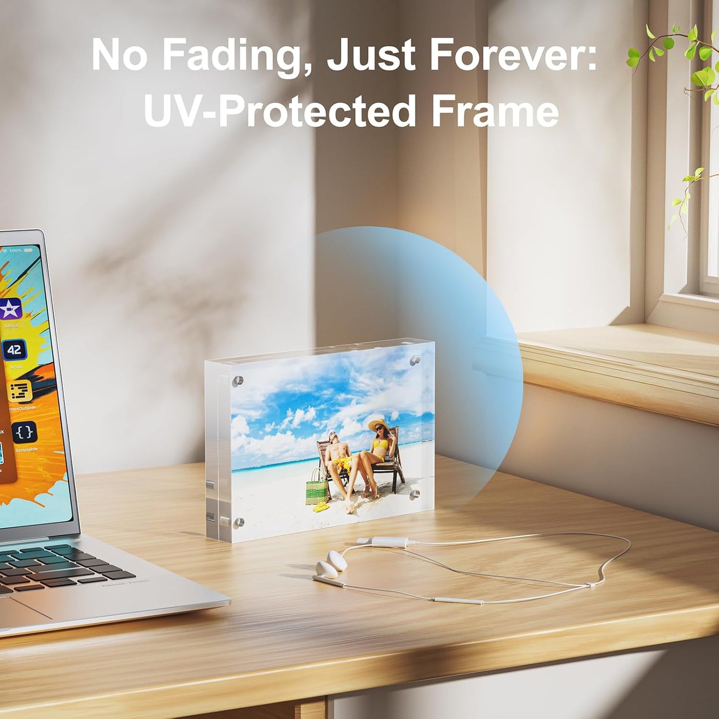 3 Pack 8x10 Acrylic Picture Frames - 20% Thicker Double Sided Magnetic Frame with UV Protection - Freestanding Clear Frameless Display for Tabletops - Modern Photo Frame Set for Home & Office Decor