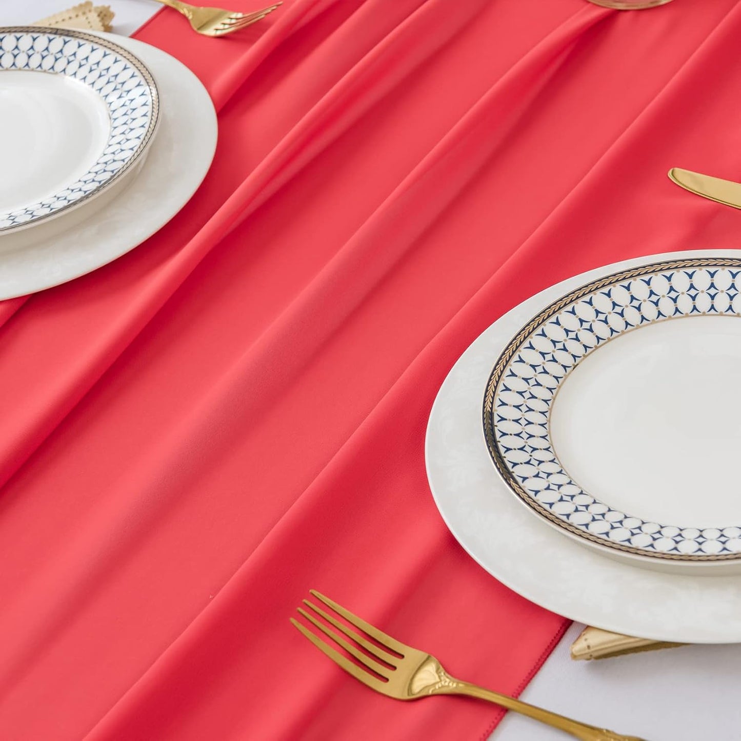 12Pack 9ft Chiffon Table Runner 14x108 Inch Sheer Romantic Table Runner for Wedding Birthday Party Bridal Shower Outdoor Decoration-Red