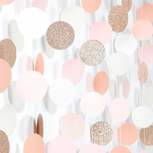 Rose-Gold Pink-White Birthday Party-Decorations Streamers - 52Ft Baby Bridal Shower Hanging Paper Garland Banner,Bachelorette Wedding Engagement Christmas Supplies Backdrop Graduation Decor Hugtmr