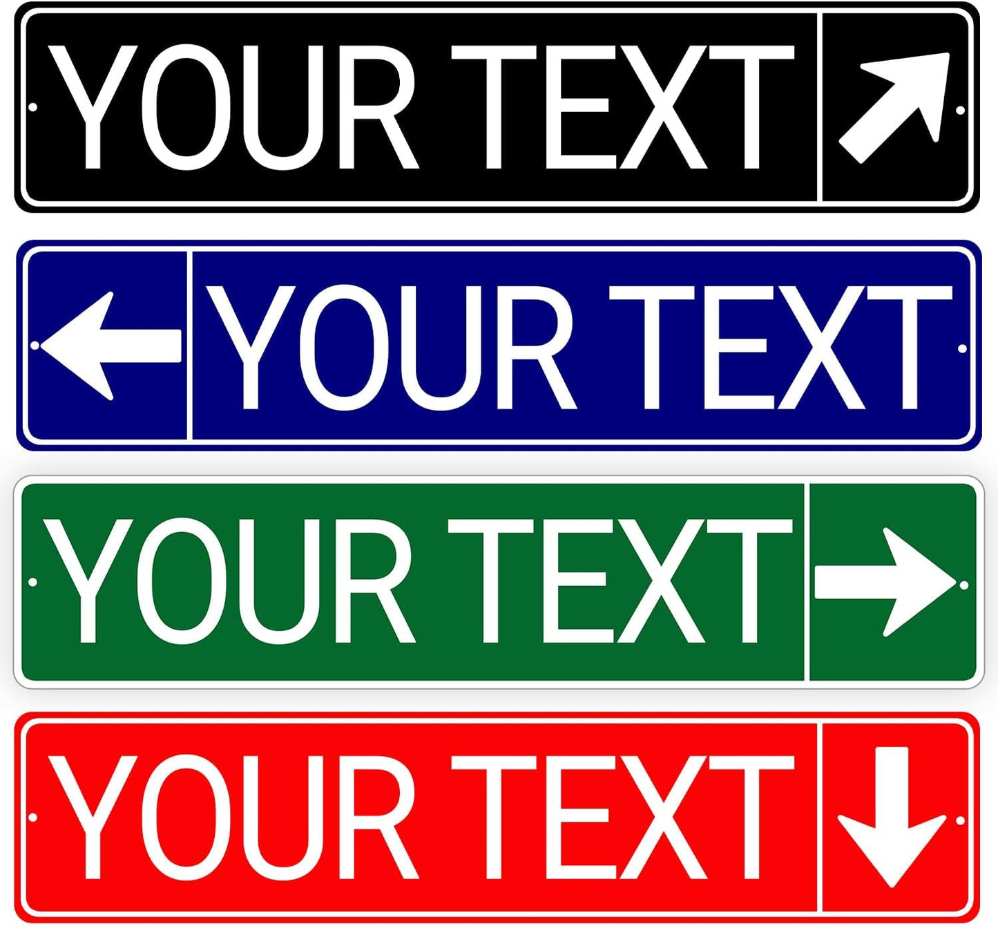 Custom Street Sign, Reflective Option, Directional Arrow Signs, 6x24 Inches, Single/Double Sided, Rust Free Aluminum-UV Protected and Weatherproof