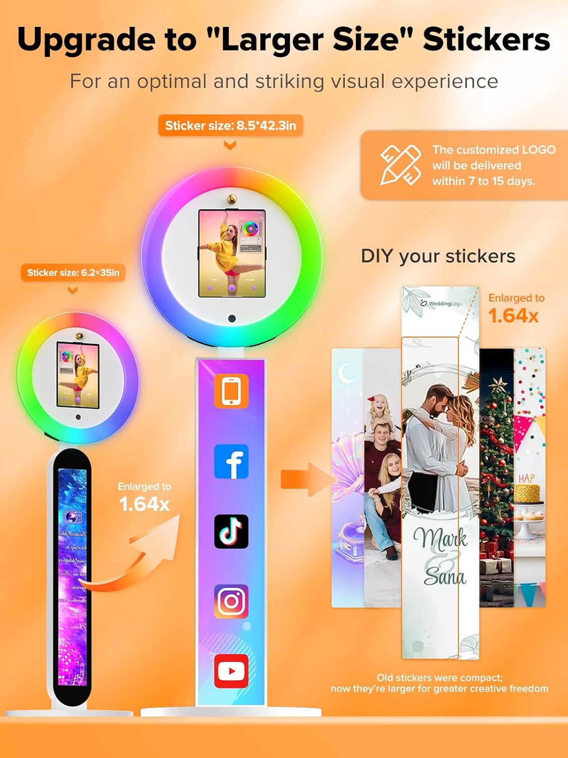 Portable Photo Booth, Photo Booth Machine Compatible with i Pad, Photo Booth Stand Shell Provide CyraTok Software Photobooth, Customized Logo,Flight Case, Ideal for Weddings, Parties & Business Use