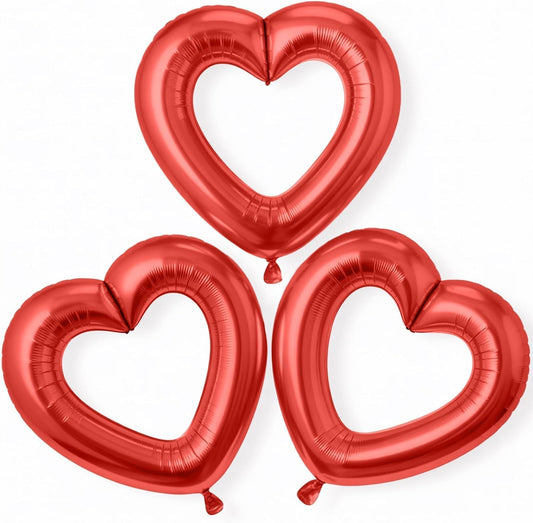 Red Heart Balloons,3Pcs 40Inch Large Hollow Out Heart foil Balloon for Valentine's Day Birthday Wedding Baby Shower Anniversary Party Decorations