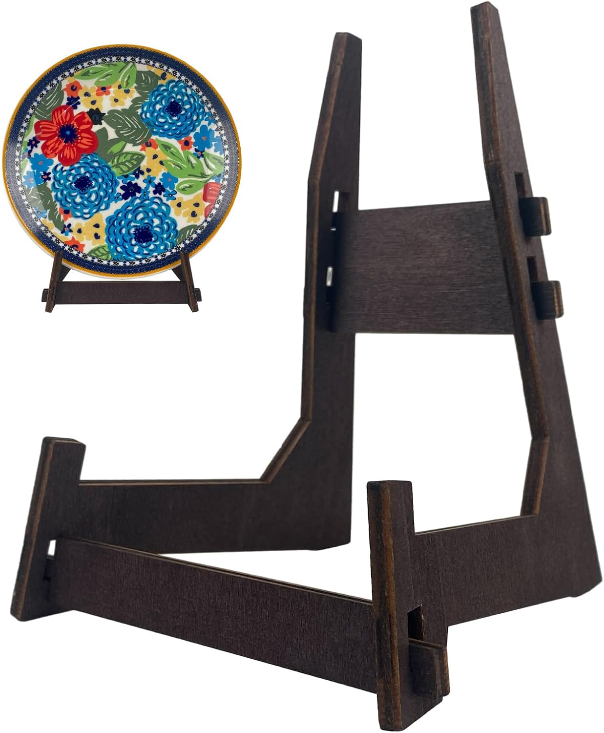 6 Inch Wooden Display Stand, Plate Holder for Picture Frame, Book, Plaque, Easel and Decorative Display (2 Pack)