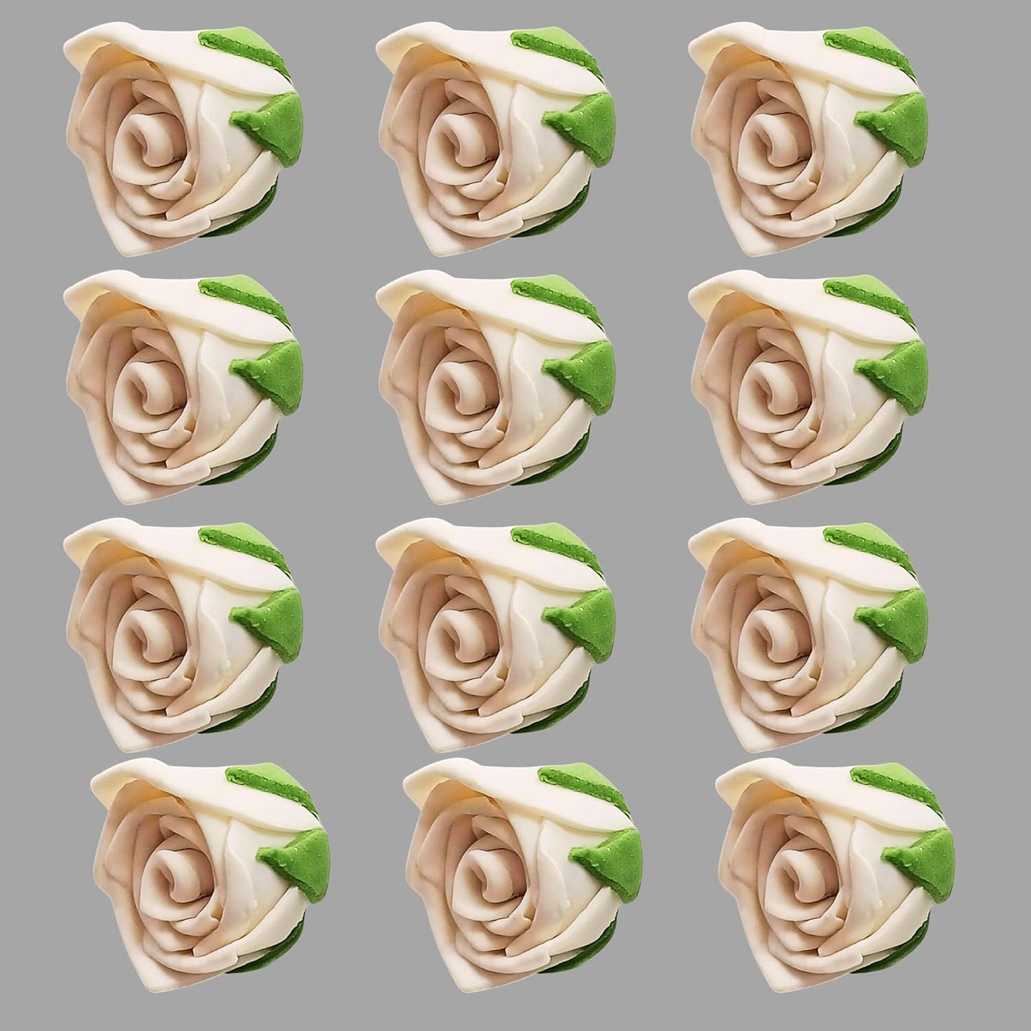 Confect Edible Ivory Rose Toppers – 12-Pack Classic Pearl Edible Roses for Cake, Cupcake Decorating – Elegant Floral Toppers for Desserts- Vegan, Nut-Free, Soy-Free, Dairy-Free, Palm Oil-Free