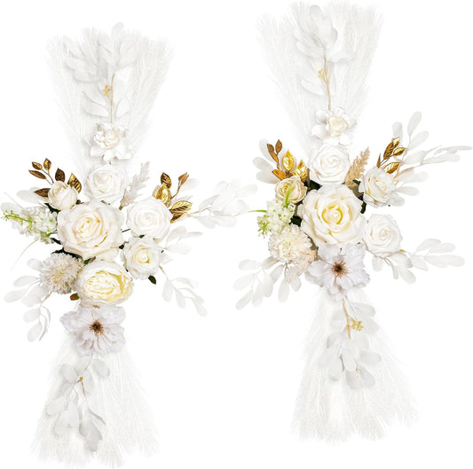 Wedding Arch Flowers, Artificial Flowers for Reception Backdrop and Welcome Ceremony Sign, Large Flower Swag for Dreamy Romantic Wedding Ceremony Floral Decor - Pack of 2