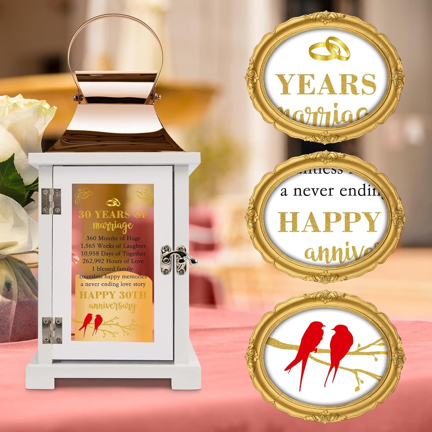 30th Wedding Anniversary Lantern 30th Anniversary Wedding Gifts for Couple Parents Grandparents Husband Wife, Happy 30th Anniversary Decoration