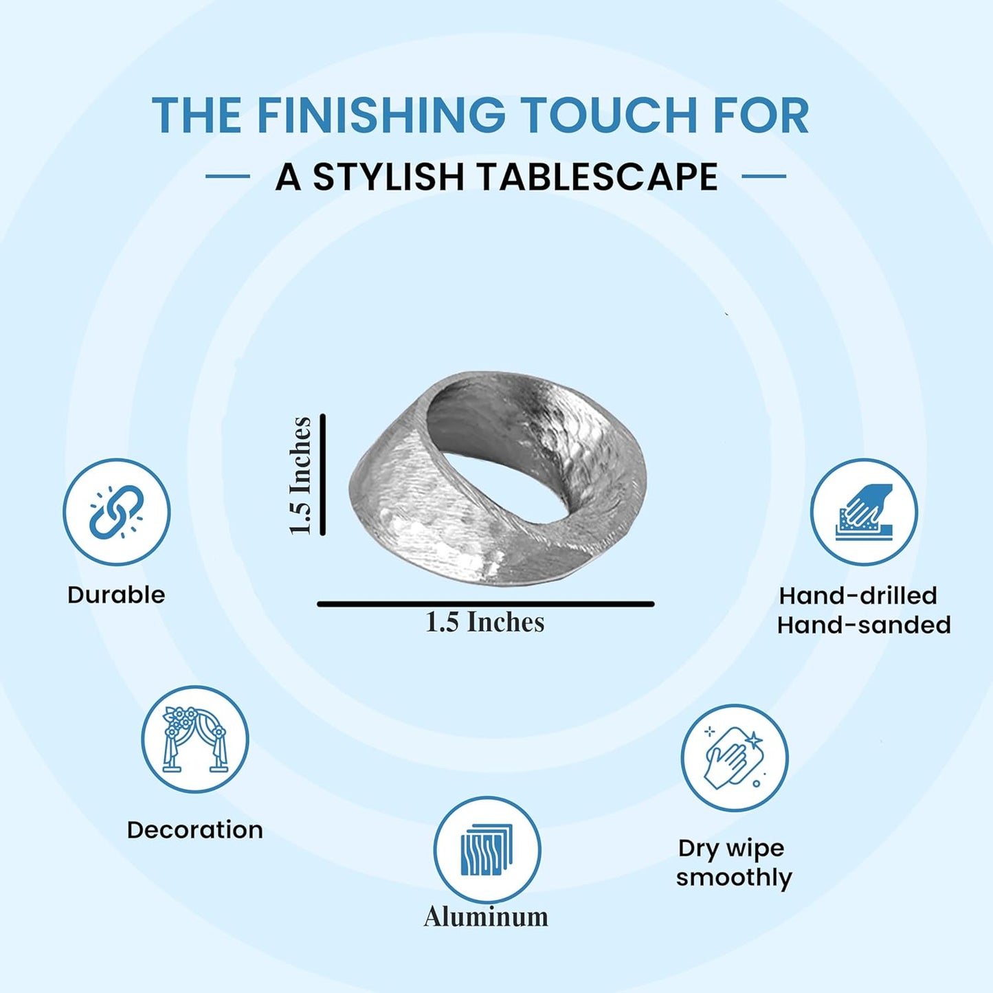 Mobius Metal Napkin Rings - 12-Pack Silver Art Deco Lightweight Metal Table Décor for Fall, Thanksgiving, Banquet, Christmas, Decor, Weddings, Dinner Parties & Everyday Use - ALPHA Living HOME