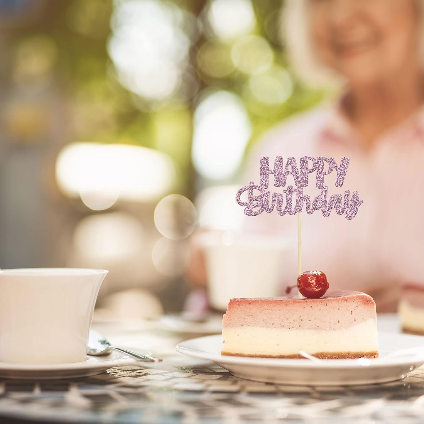 Gyufise 24Pcs Happy Birthday Cupcake Toppers Pink Glitter Celebrating Birthday Cake Picks Baby Shower Kids Birthday Party Decoration Supplies