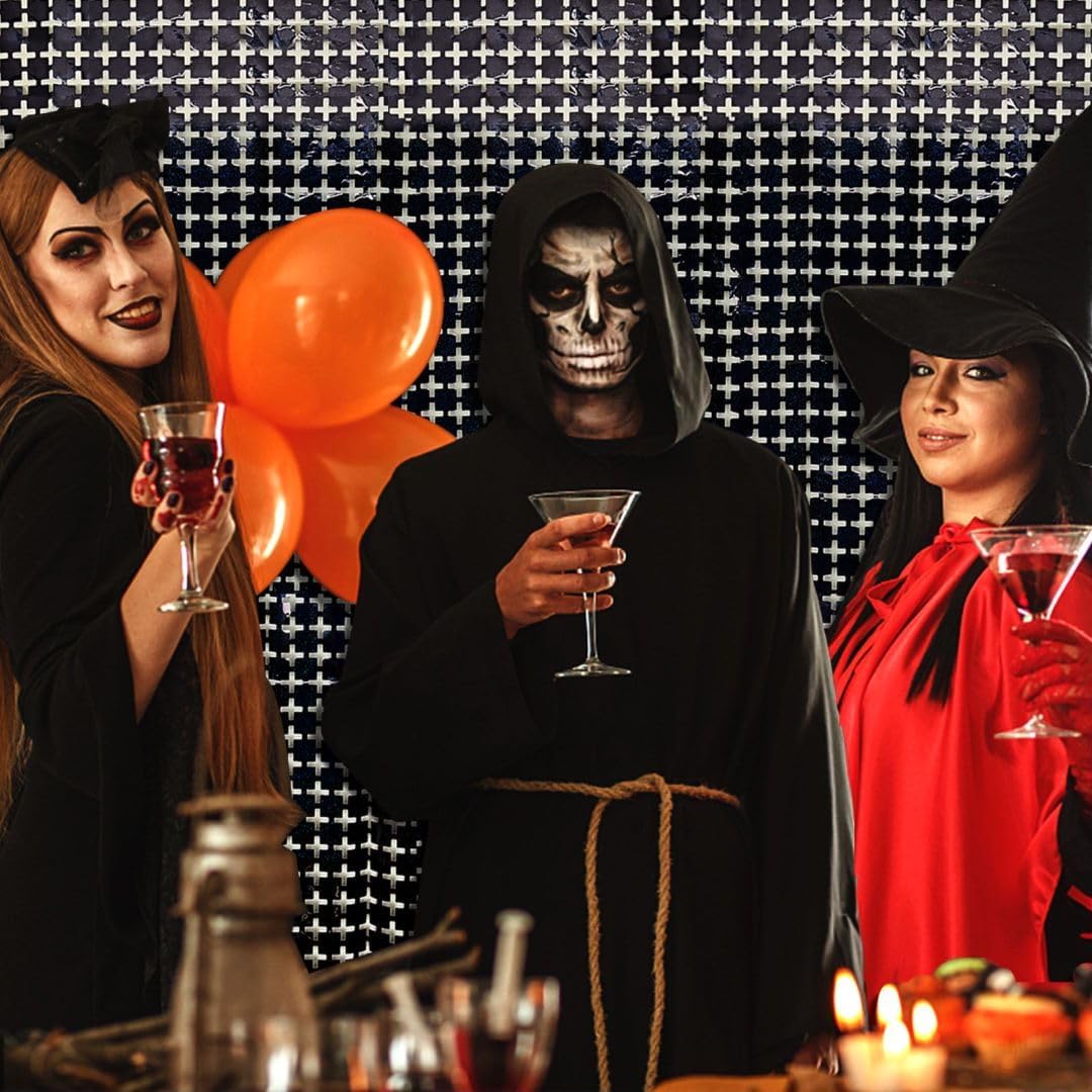 Black Metallic Tinsel Foil Fringe Curtains Foil Curtain Backdrop Photo Booth Props for Birthday Wedding Engagement Baby Shower Bachelorette Christmas Holiday Celebration Party Decorations