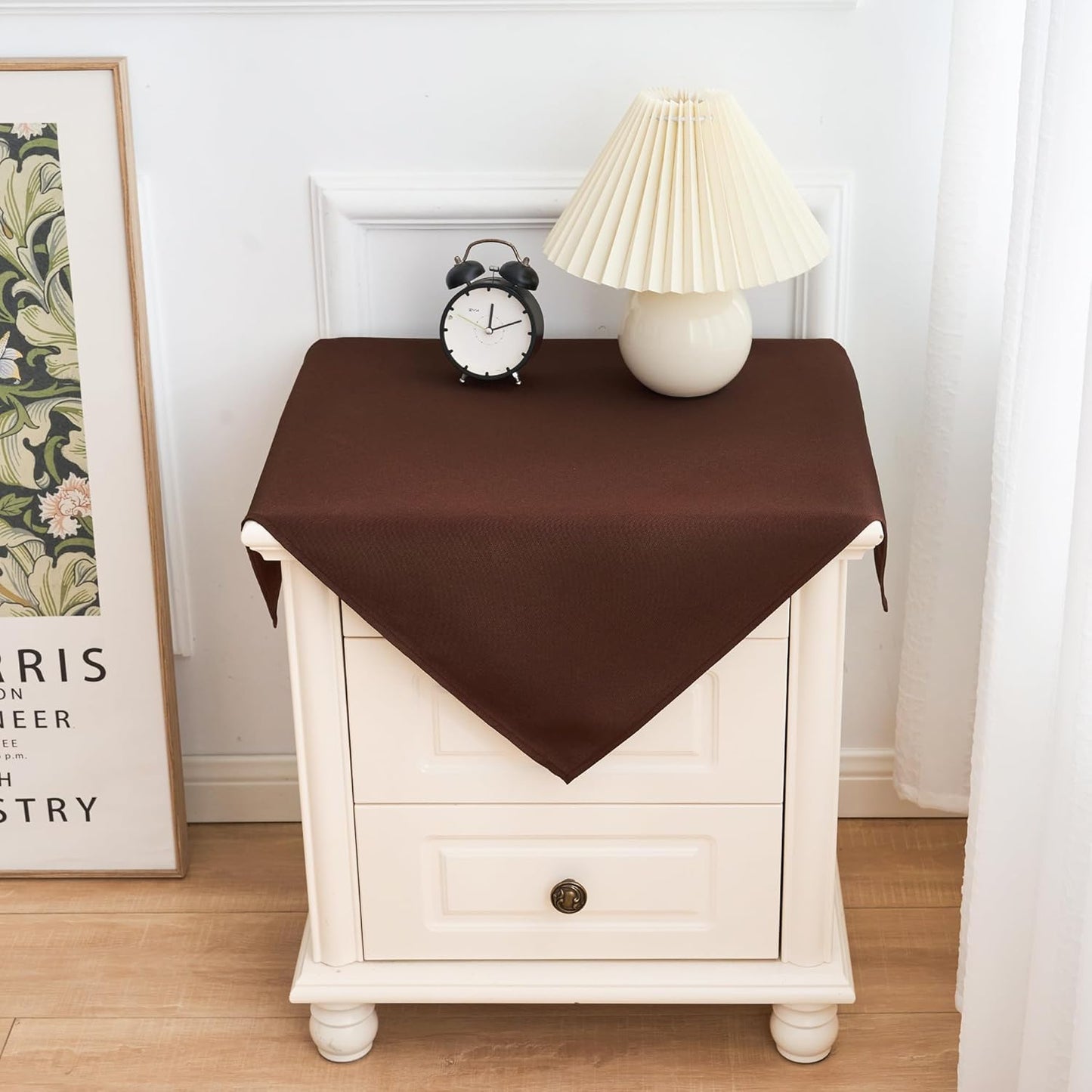 2 Pack Small Square Table Cloth 24X24 Inch Chocolate Washable Fabric Tablecloth Polyester Solid Tables Cover for Night Stand End Table Side Table Outdoor Indoor