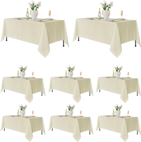 Fitable 8 Pack Table Cloth Rectangle Table: Stain and Wrinkle Resistant Tablecloth Rectangular, Washable Polyester Tablecloths for Wedding Party Dining Banquet Event Catering(Ivory, 70x120 Inch)