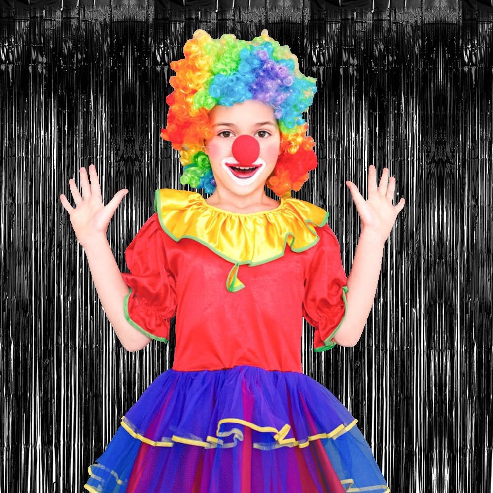 5 Pack Black Party Streamers Backdrop Tinsel Foil Fringe Curtains Halloween & Birthday Party Decorations