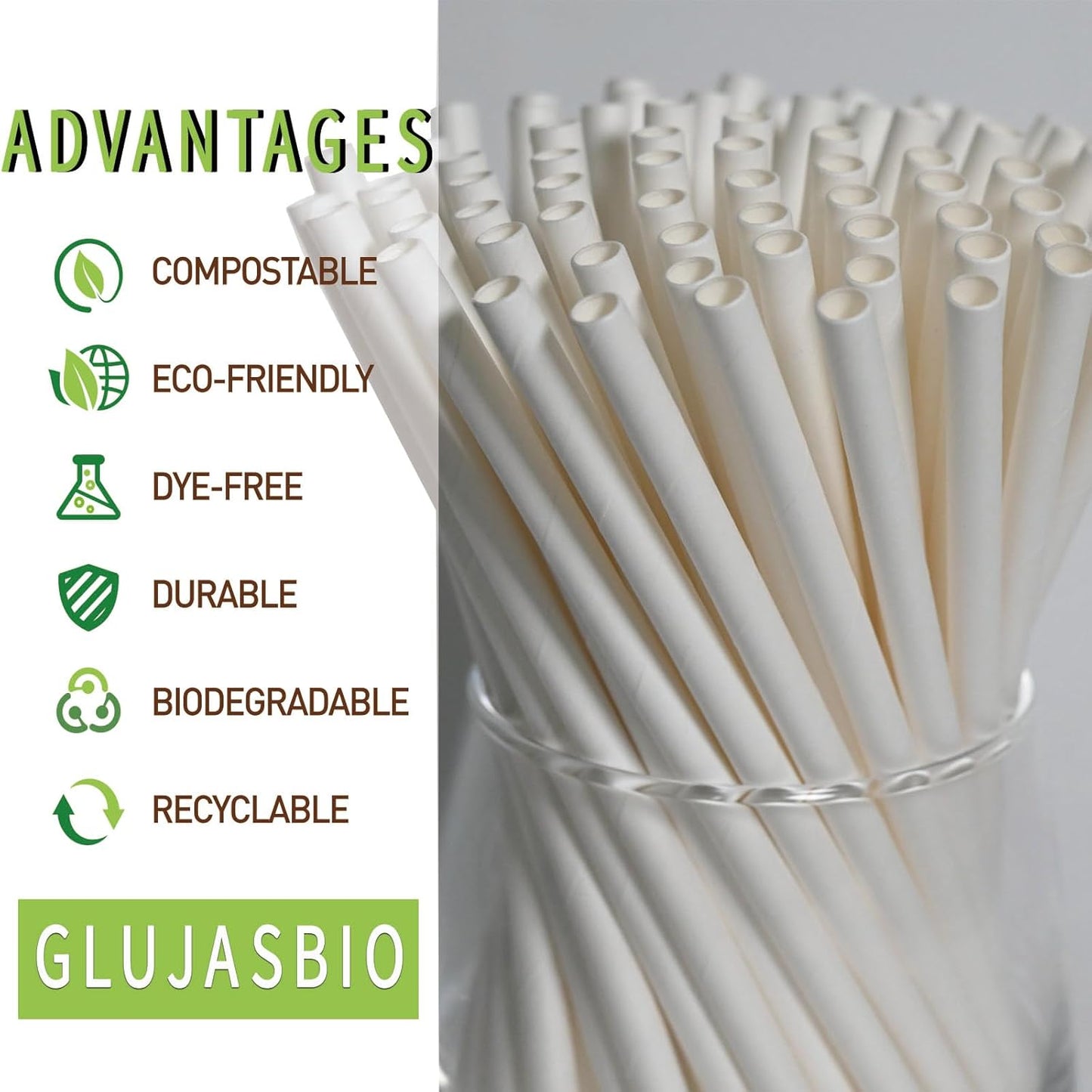 Cocktail Drinking Straws Paper Disposable - 5.75" Small White Straw, Biodegradable Sip Stirrers, for Party, Birthday, Wedding