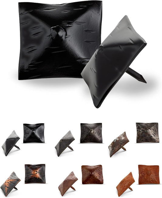 50 Pack 1.5" Square Head Iron Clavos Decorative Nails – Black – Handmade Rustic Square Fasteners for Farmhouse Shutters, Faux Wood Beams, Barn Doors, Shutters, and Gates – Ornamental Wood Accent