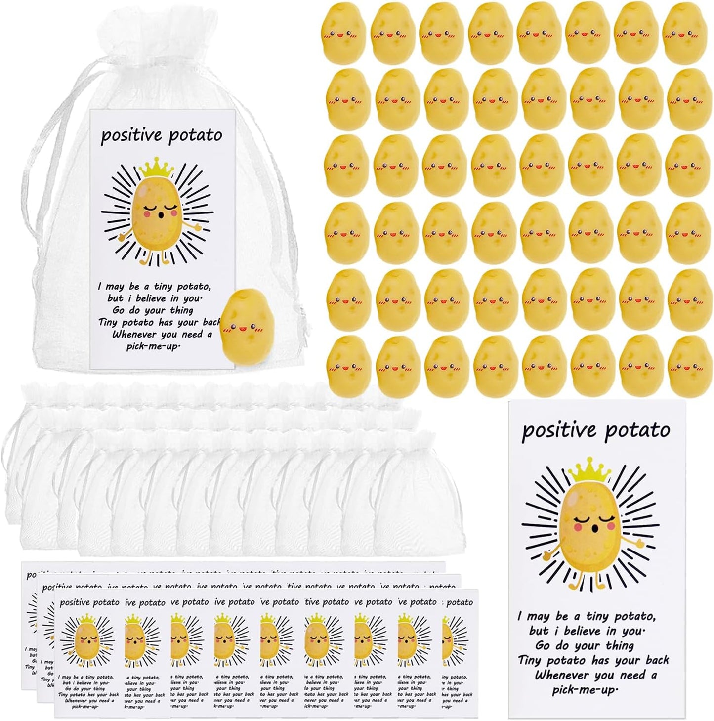 20 Set Positive Potato Bulk Employee Appreciation Gifts for Thank You Staff Back to School Student Teacher Coworker Nurse Pocket Gift End of Year Student Gift Pun Inspirational Cards Office Gifts