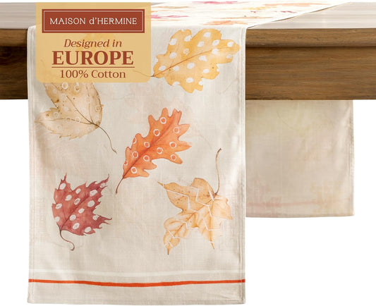 Maison d' Hermine Table Runner 100% Cotton Double Layer Table Runners 108 inches Long for Thanksgiving Christmas Decorations Home Kitchen Dining Party Wedding (Colours of Autumn, 14.5" x 108")