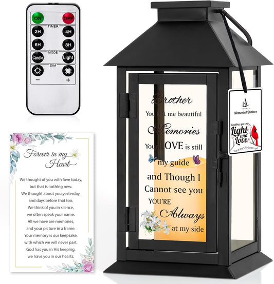 Memorial Lantern for Brother with LED Candle