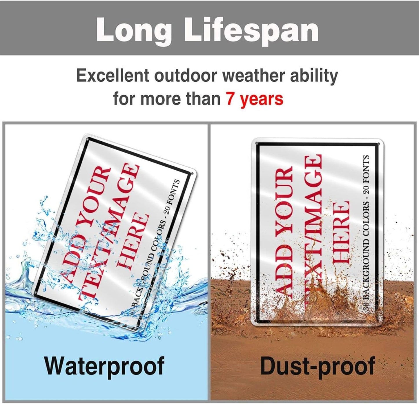 Custom Signs Outdoor Metal Sign - 12 x 8 Personalized Aluminum Rust-Proof Entrance Signs, Garden Hazard Intersection Parking Decorative (Black Text Box)