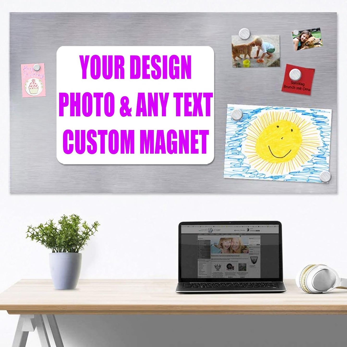 KETABAO – 13" Create Your Own Custom Refrigerator and Car Circle Photo Magnets - Personalized Decorative Magnetic Frames