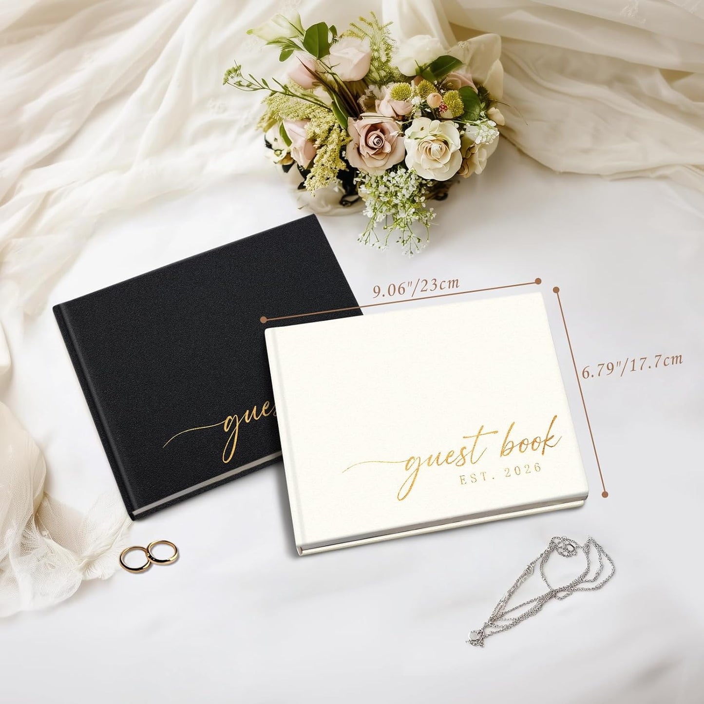 Wedding Guest Book Personalized 2025 - Leather Photo Guestbook for Reception Parties, Baby Showers, Birthdays, Special Events - 112 Pages Blank and Lined Thick Paper Guest Book