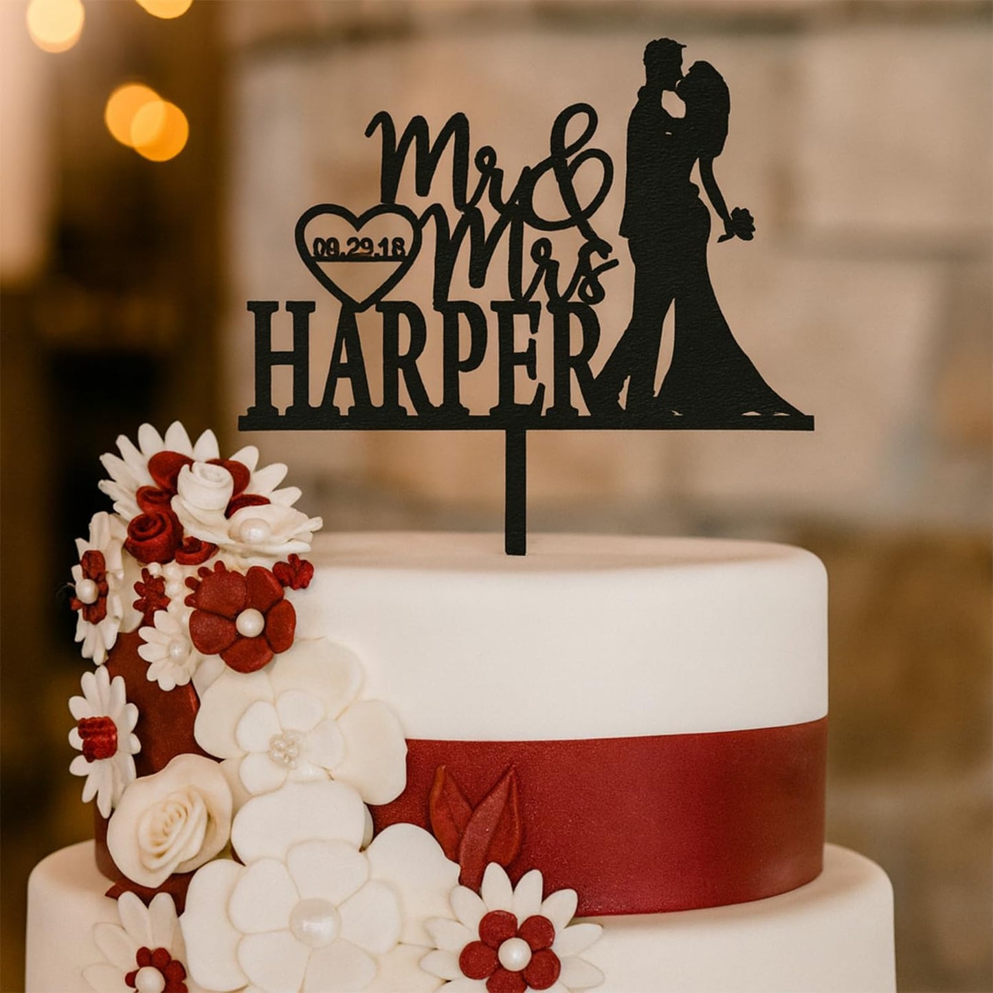 Wedding Cake Toppers- Custom Cake Toppers with Timeless Design- Mr & Mrs Cake Topper to Celebrate Love at Weddings, Anniversaries, & Special Occasions- Make Every Moment Unforgettable with Cake Topper