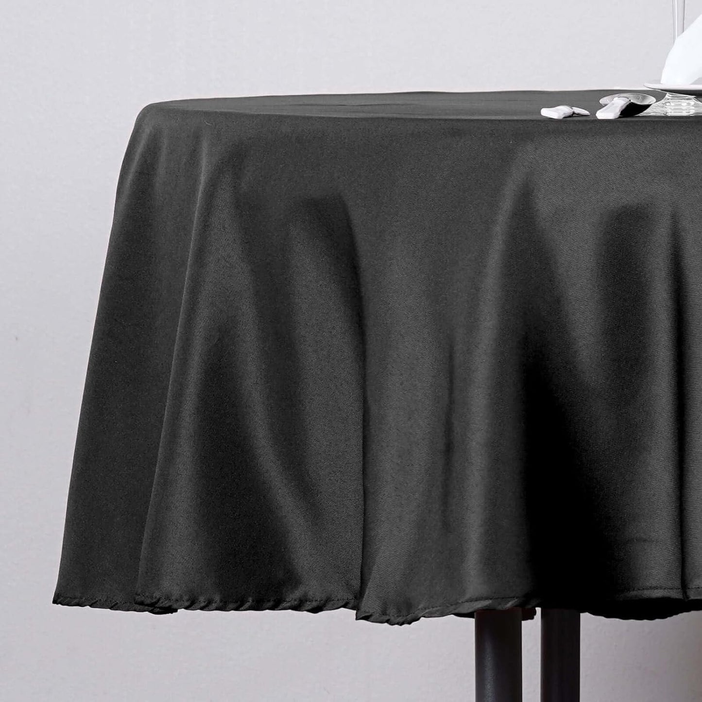 Efavormart Round Tablecloth, 90 Inch Stain & Wrinkle Resistant Washable Table Cloth, Decorative Polyester Fabric Table Cover for Banquet, Wedding, Dining- Black