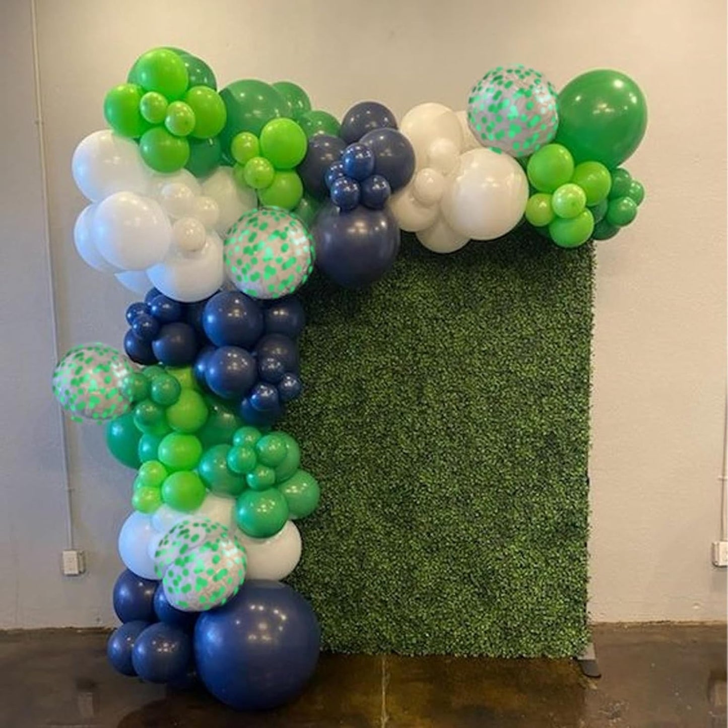 Navy Blue Green Balloons, 12 Inchs White Dark Green Confetti Balloons for Boys Kids Dinosaur Birthday Safari Jungle Theme Golf Party Baby Shower Wedding Grauation Decorations