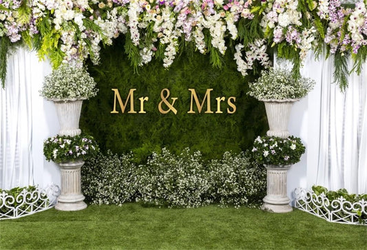 Wedding Arch Flower Backdrop - 10x6.5ft Mr & Mrs Engagement & Anniversary Photography & Bridal Shower Background