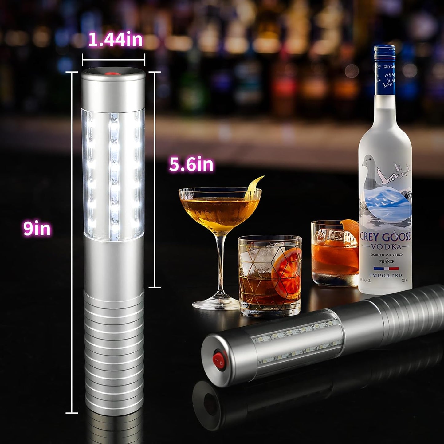 WILON Bottle Service Lights Rechargeable Bottle Service Sparklers Reusable Handheld Girl Lights LED Baton Strobe Light for Parties Bar Club Nightclub Birthday Weddings - 6 Pack