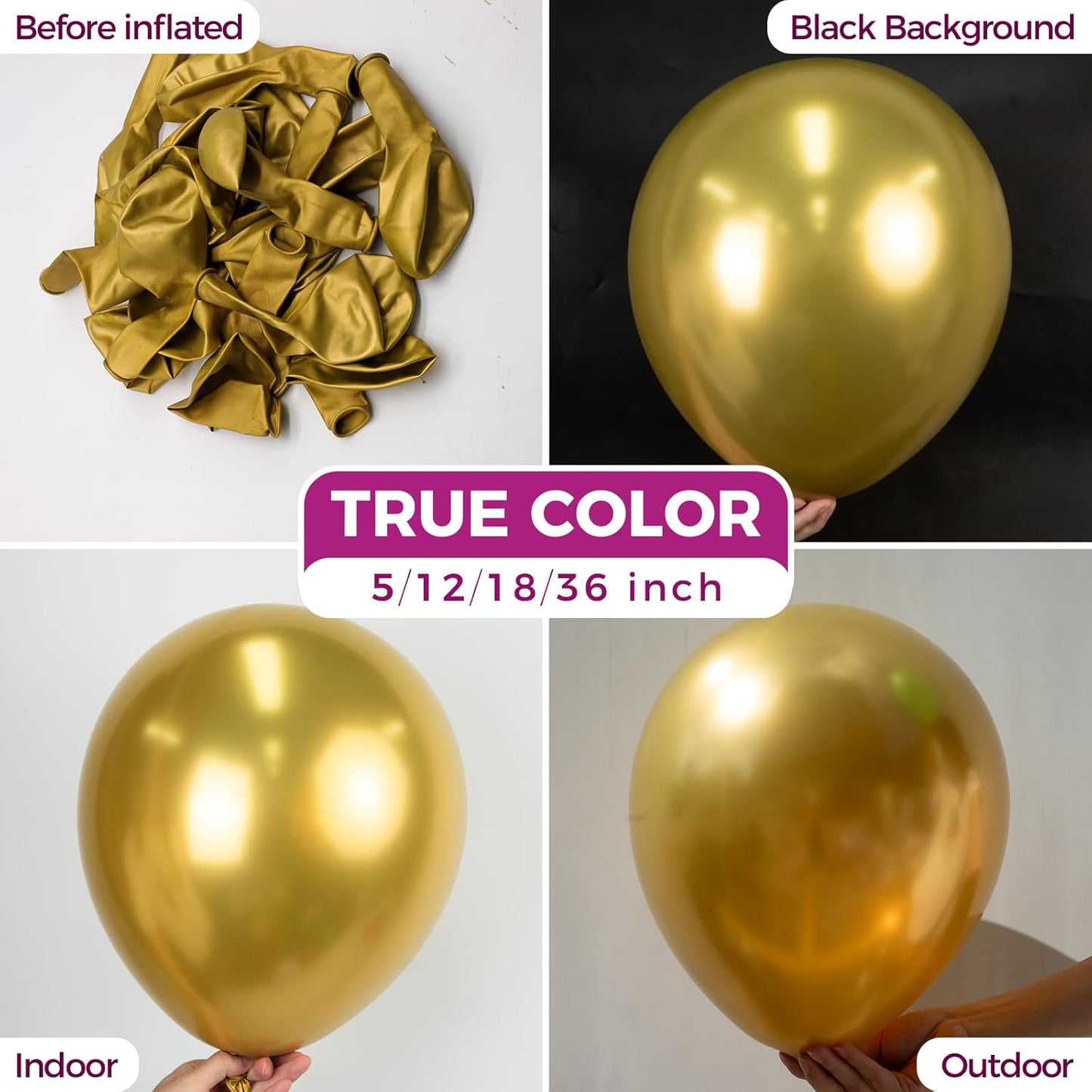 Bezente Metallic Gold Giant Balloons 36 Inch - 8 Pack Jumbo Chrome Gold Balloons Large Round Gold Latex Balloons for Photo Shoot Wedding Bridal Shower Graduation Birthday Christmas Party Decorations