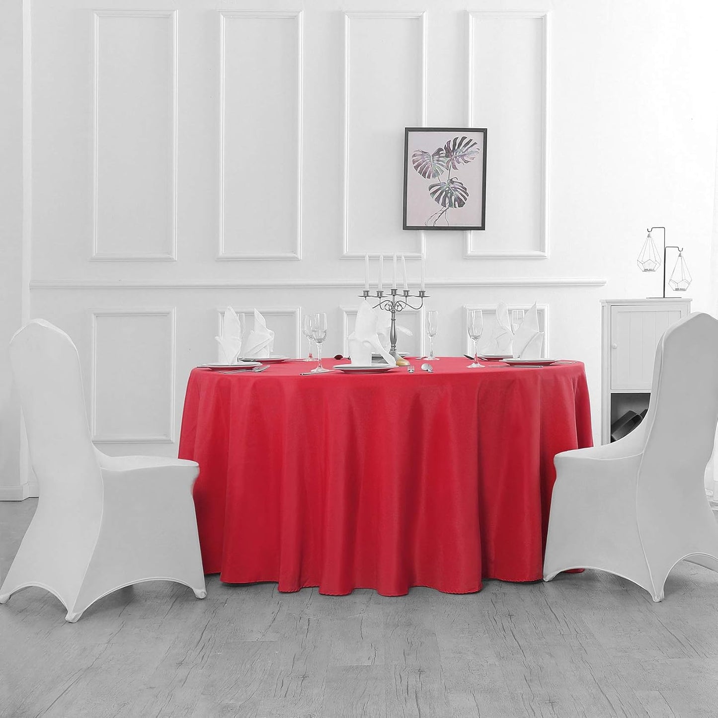 Cupuamon 120 inch Round Tablecloth Washable Polyester Table Cloth Decorative Table Cover for Wedding Party Dining Banquet（120 inch,Red）