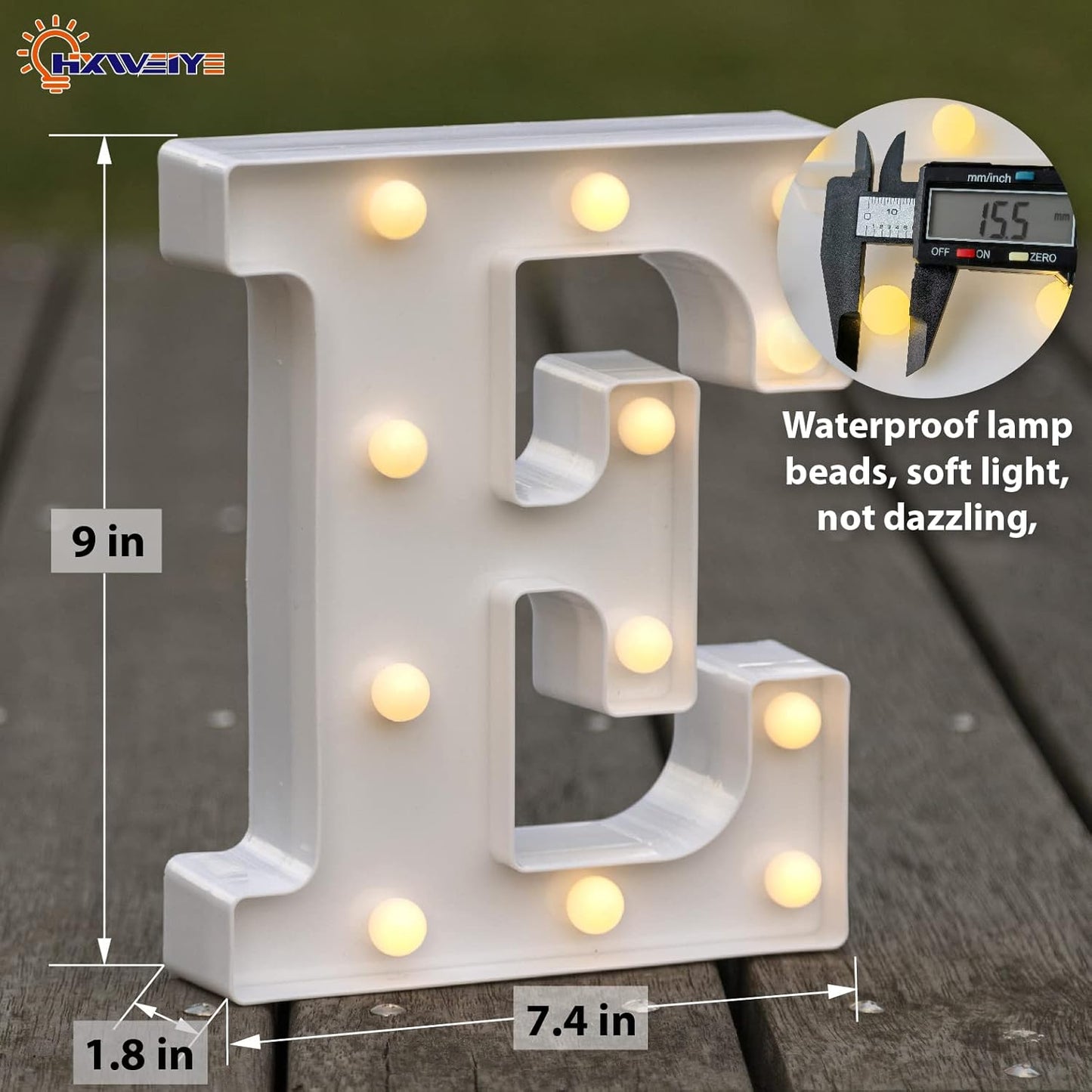 LED Marquee Letters Lights Sign-E, HXWEIYE Led Letters Lights 26 Alphabet, Light Up Number 0-9 Letters Sign for Party Home Birthday Anniversary Battery Powered Lighted Letters(Warm White)