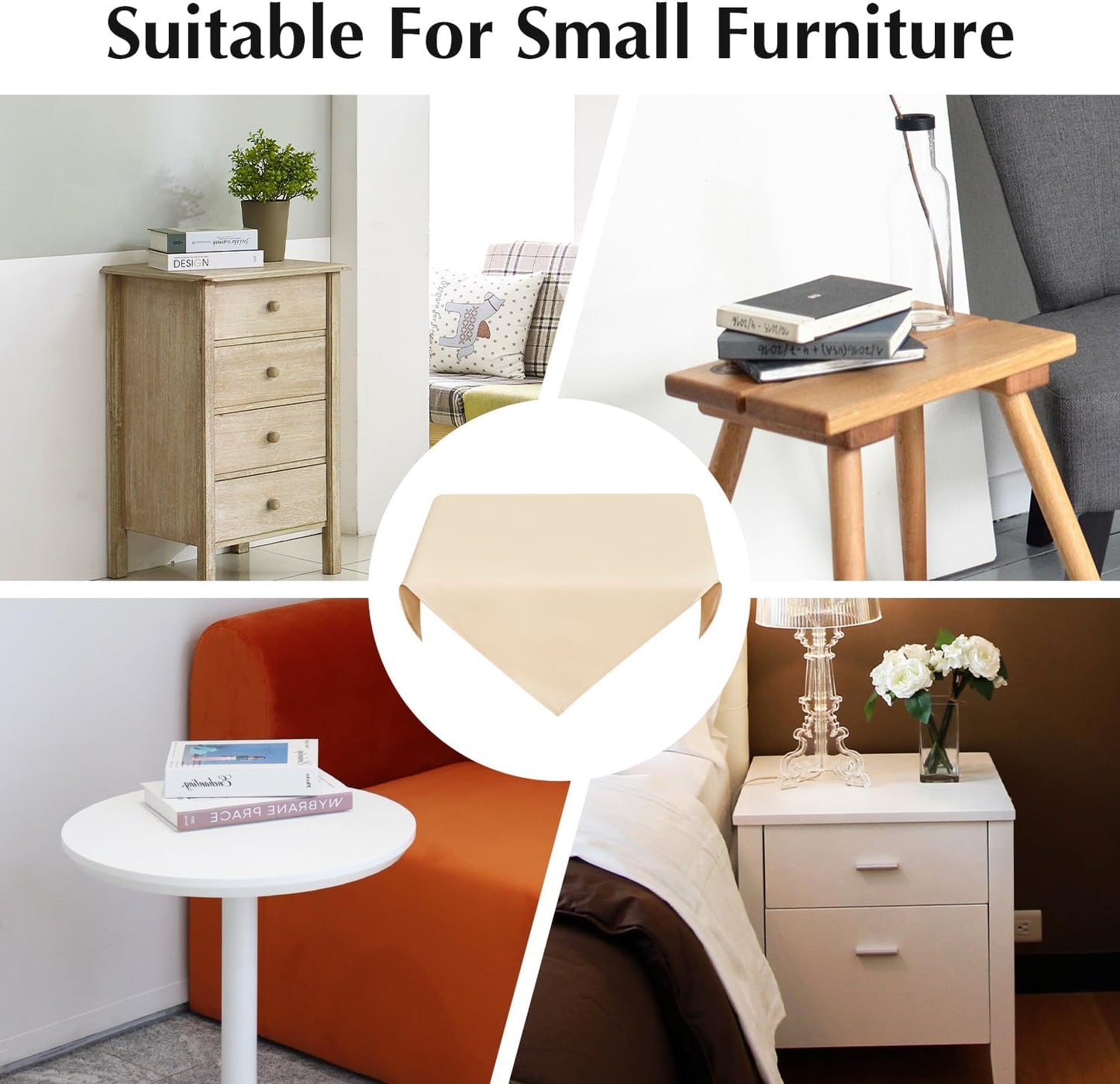 2 Pack Small Square Table Cloth 24X24 Inch Beige Washable Fabric Tablecloth Polyester Solid Table Cover for Night Stand End Table Side Table Outdoor Indoor