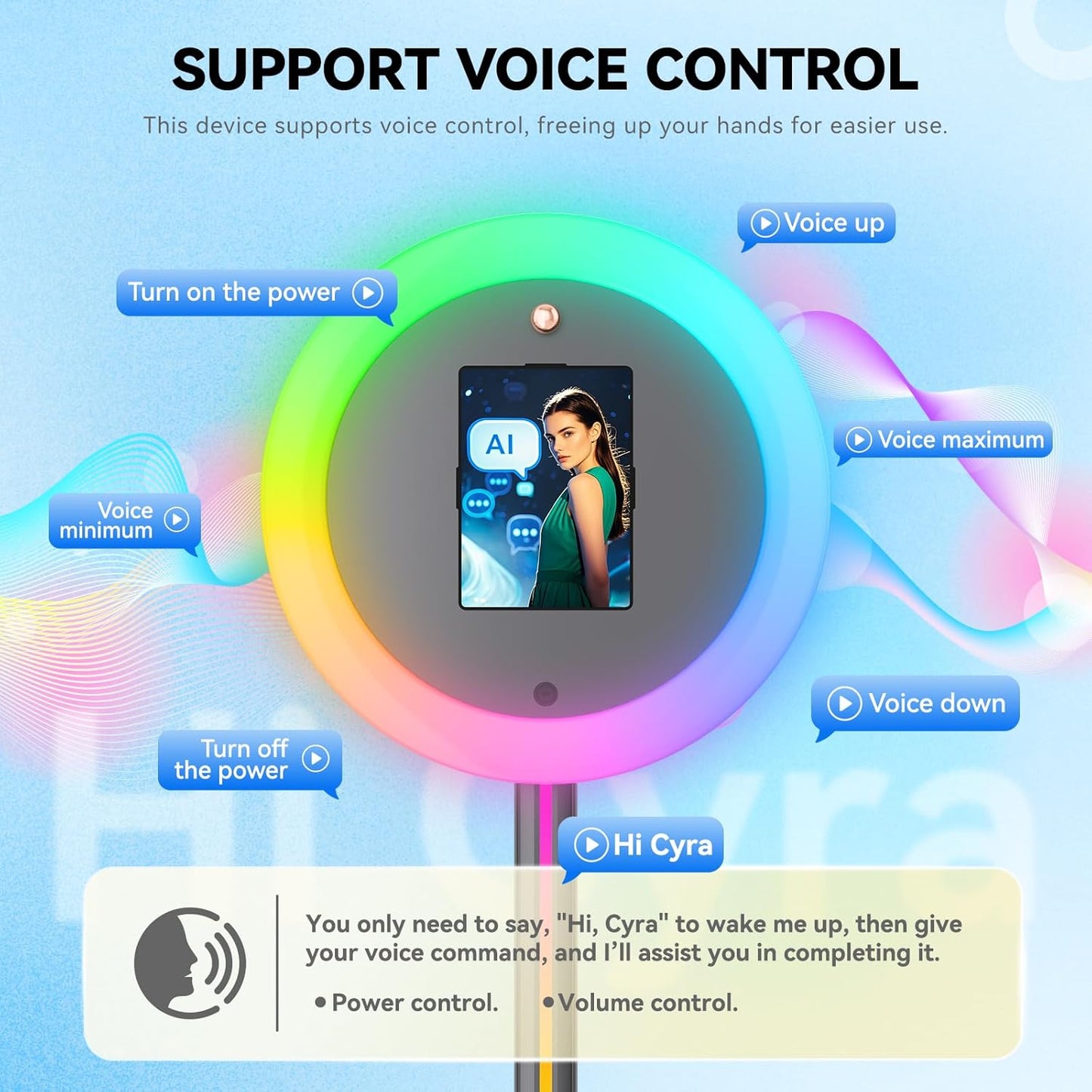 Portable Photo Booth Stand for iPads with Cyratok APP/Voice Control and RGB Fill Light Lightweight Aluminum Alloy Photobooth Machine Perfect for Parties,Wedding and Events(Black)