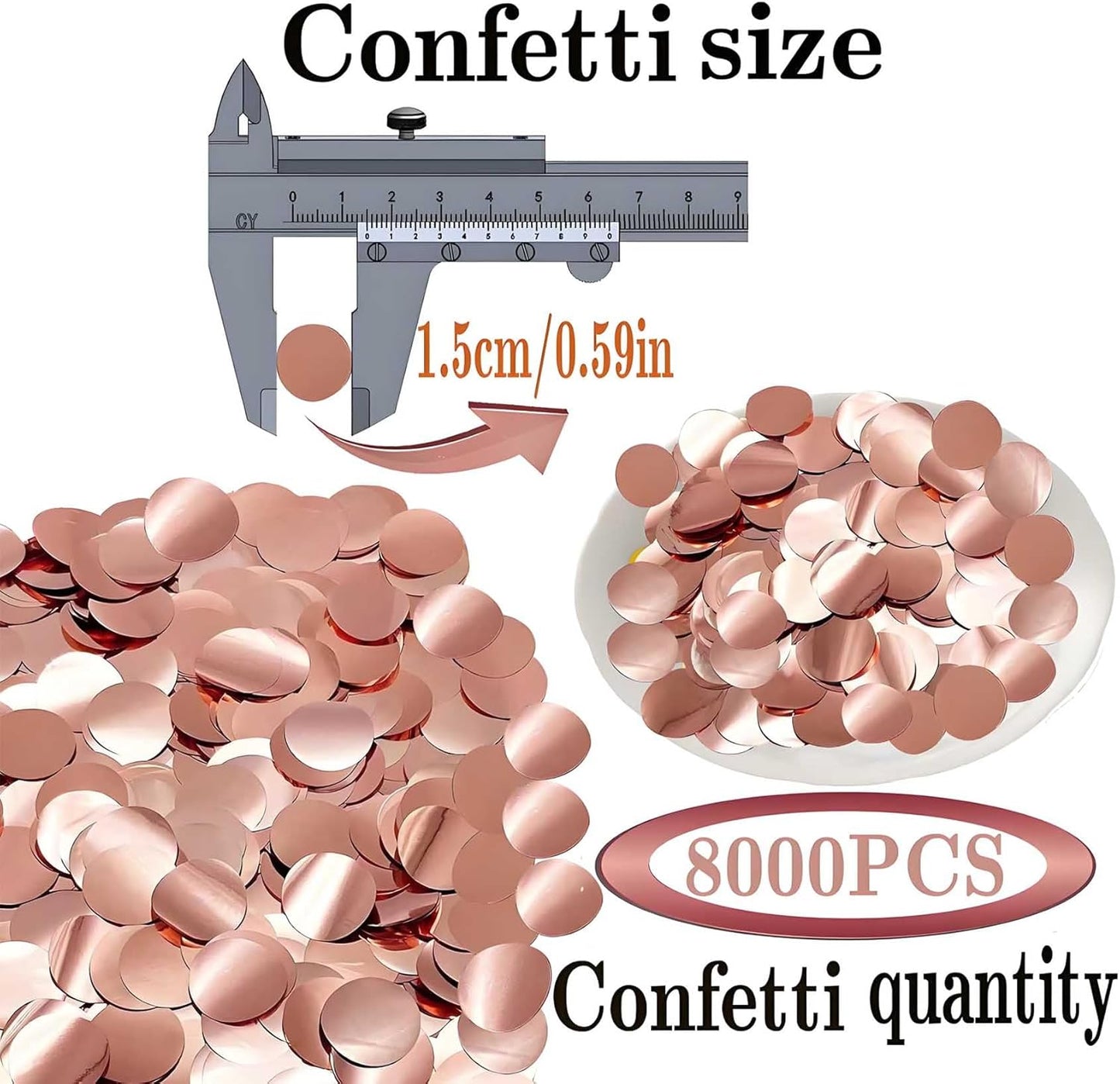 Rose Gold Round Foil Confetti-Metallic Table Confetti for Fill Balloons Festival Decoration(8000PCS)